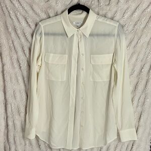 Equipment Femme Cream Silk Casual Button-Down Shirt